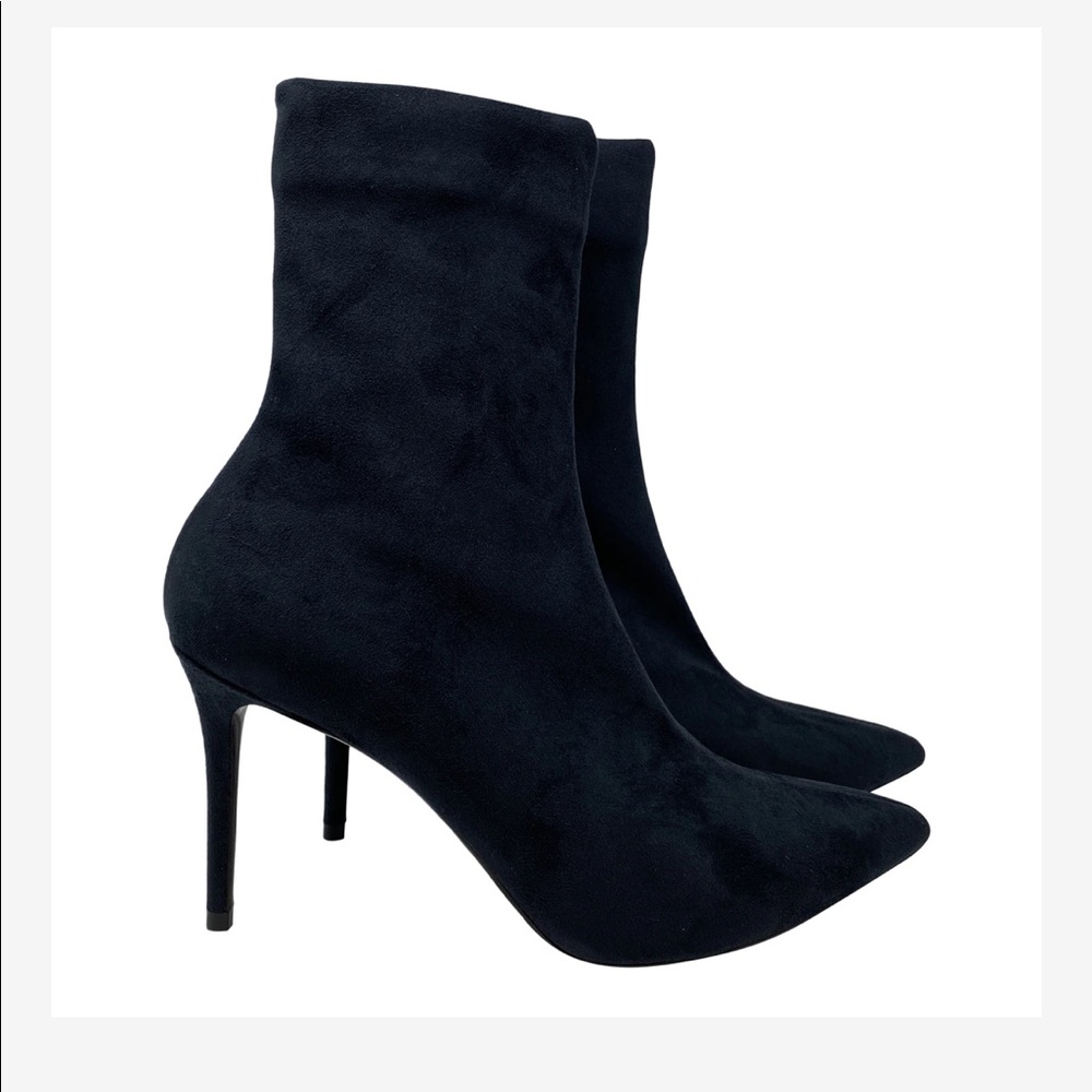 Theory Stretch Faux Suede Slip on Booties